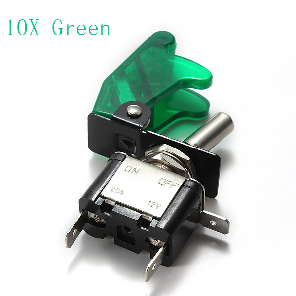 10x-Green-Car-Cover-LED-SPST-Toggle-Rocker-Switch-Control-12V-20A-914419