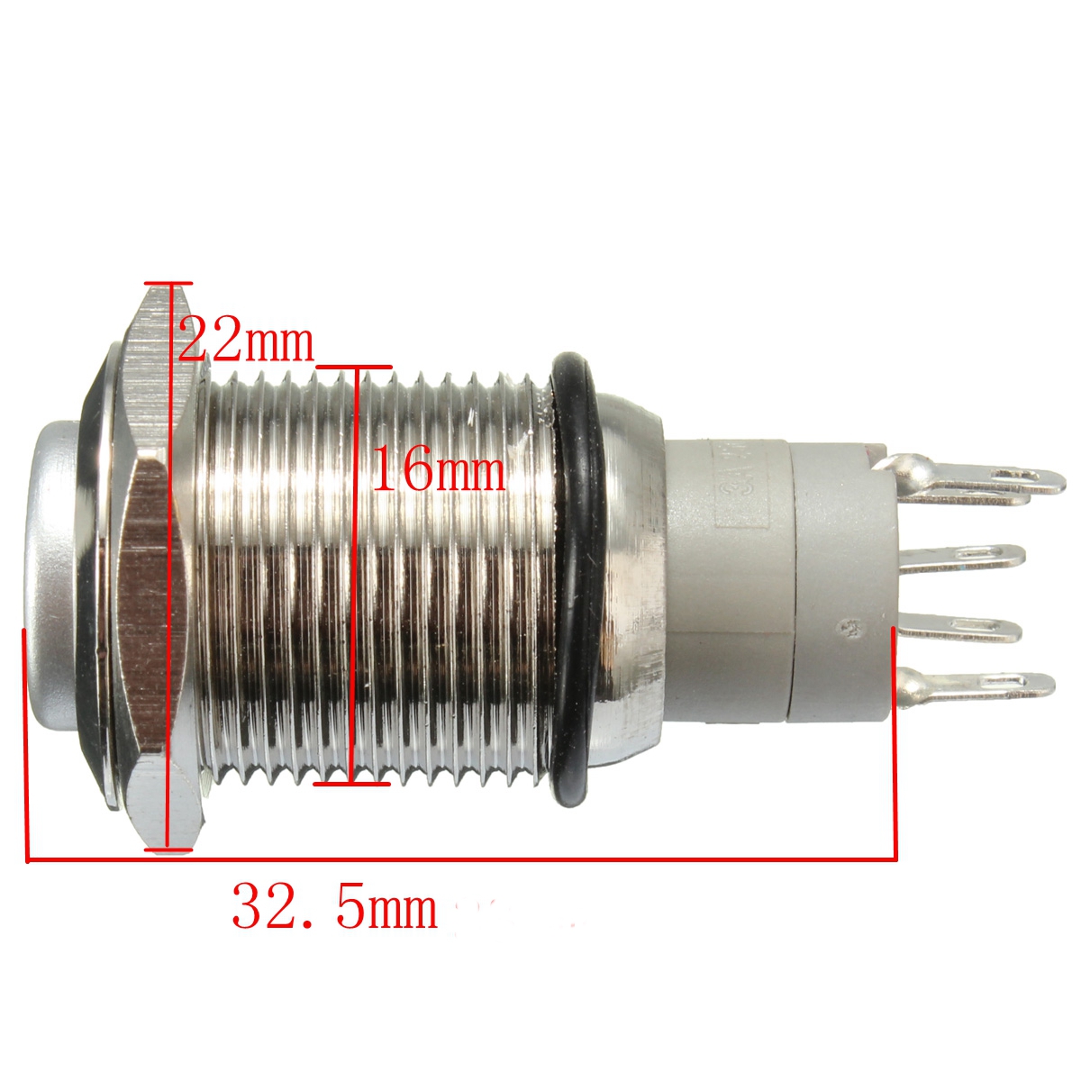12V-16mm-Waterproof-Momentary-Horn-Metal-Push-Button-Switch-Blue-LED-Lighted-978067