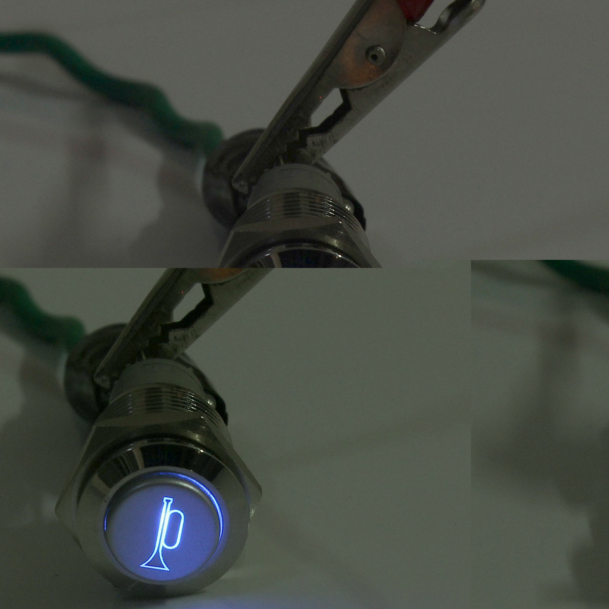 12V-16mm-Waterproof-Momentary-Horn-Metal-Push-Button-Switch-Blue-LED-Lighted-978067