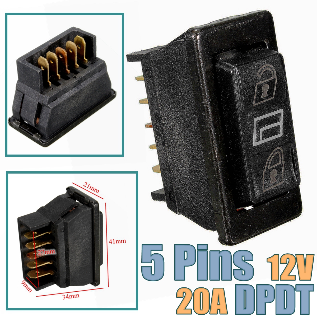 12V-20A-3-in-1-Car-5pins-DPDT-Power-Window-Switch-Push-Botton-Momentary-Rocker-Switch-1361839
