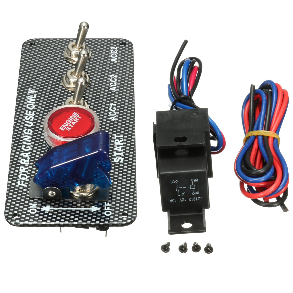 12V-20A-LED-Toggle-Ignition-Switch-Panel-Engine-Start-Push-Button-Carbon-Fiber-Style-Plate-for-Racin-1577396