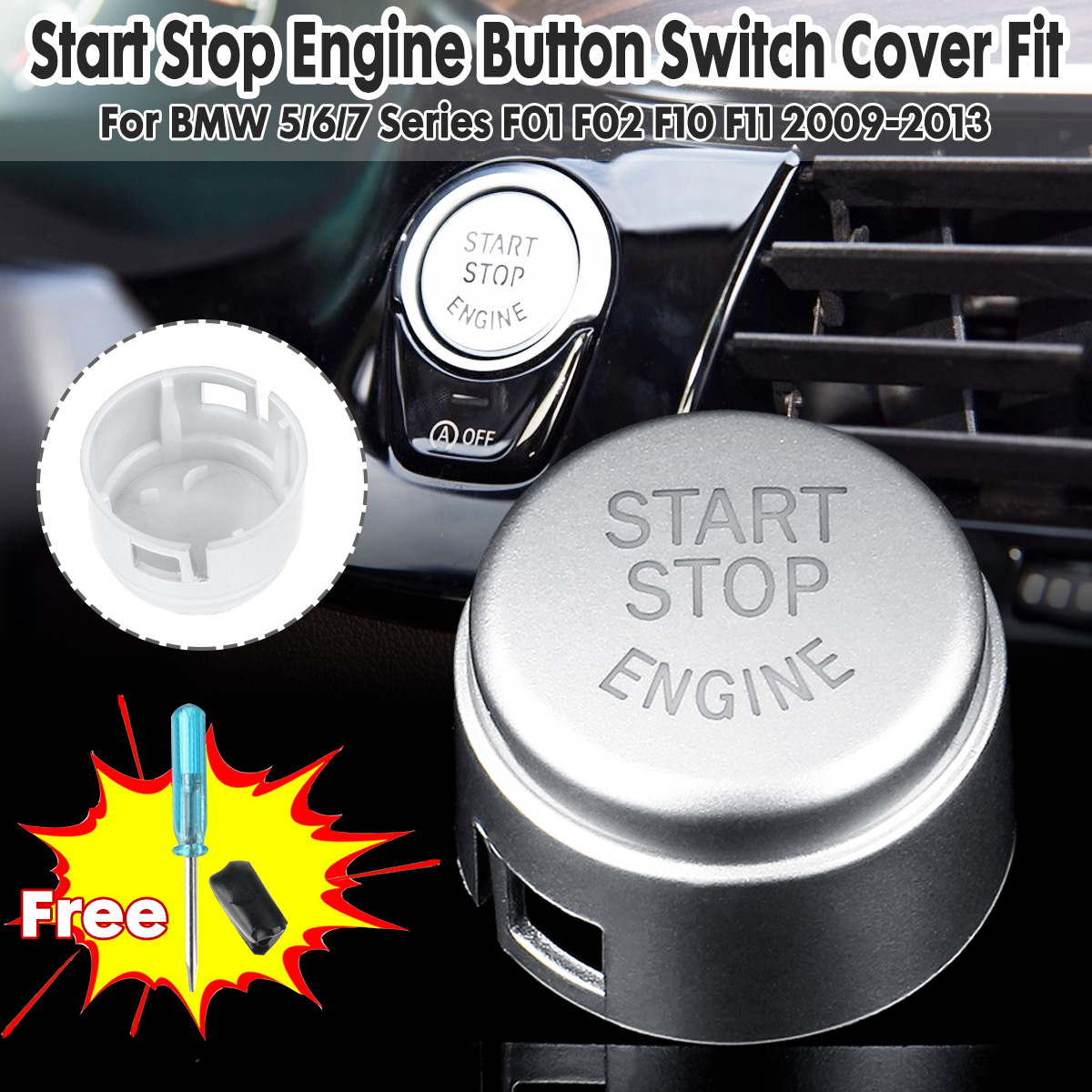 1PCS-Start-Stop-Engine-Button-Switch-Cover-Silver-For-BMW-5-6-7-F01-F02-F10-F11-F12-2009-2013-1789669