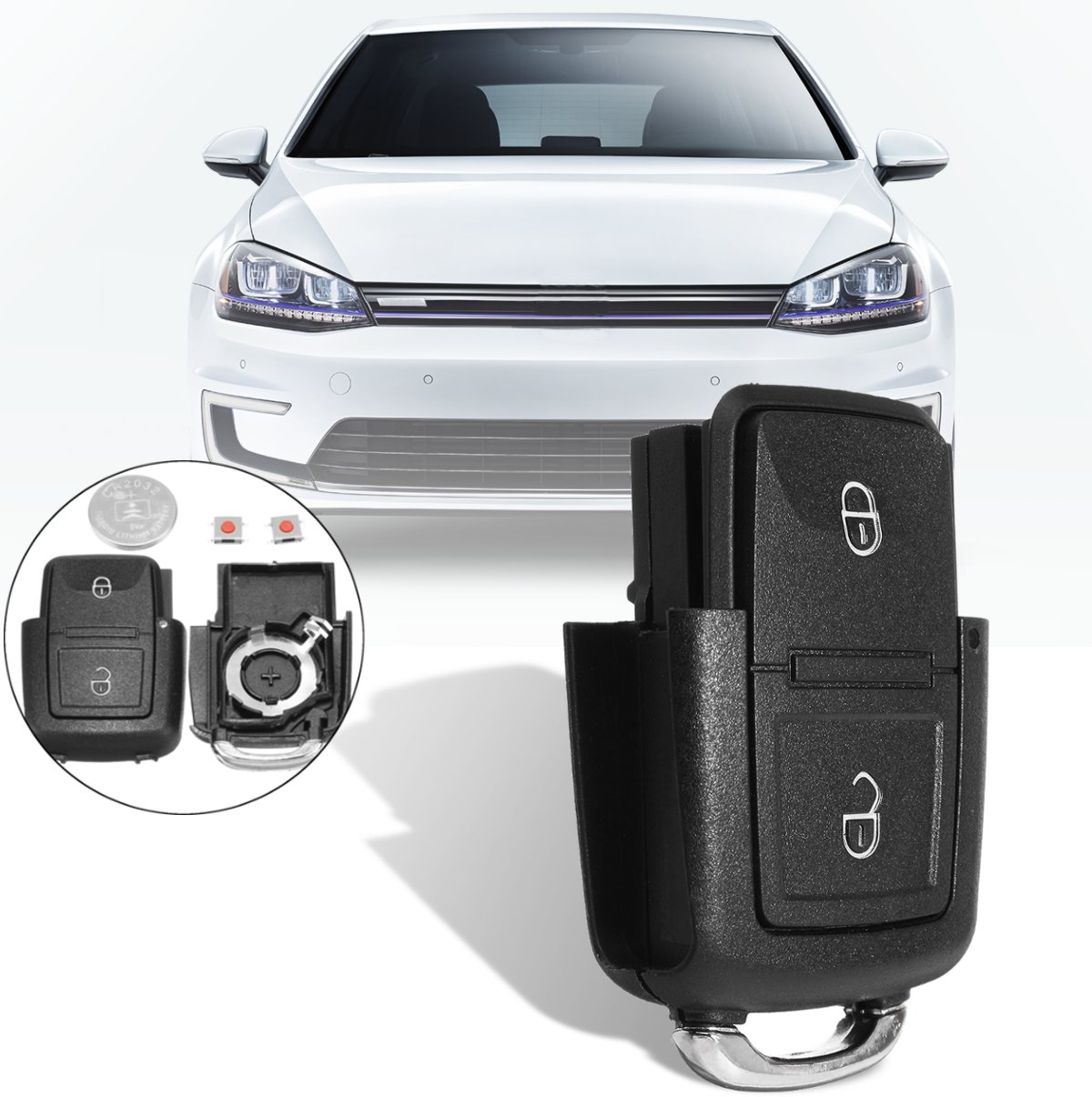 2-Button-Remote-Key-Fob-Case-Shell-Battery-Kits-For-VW-Golf-Passat-Bora-MK4-1334762