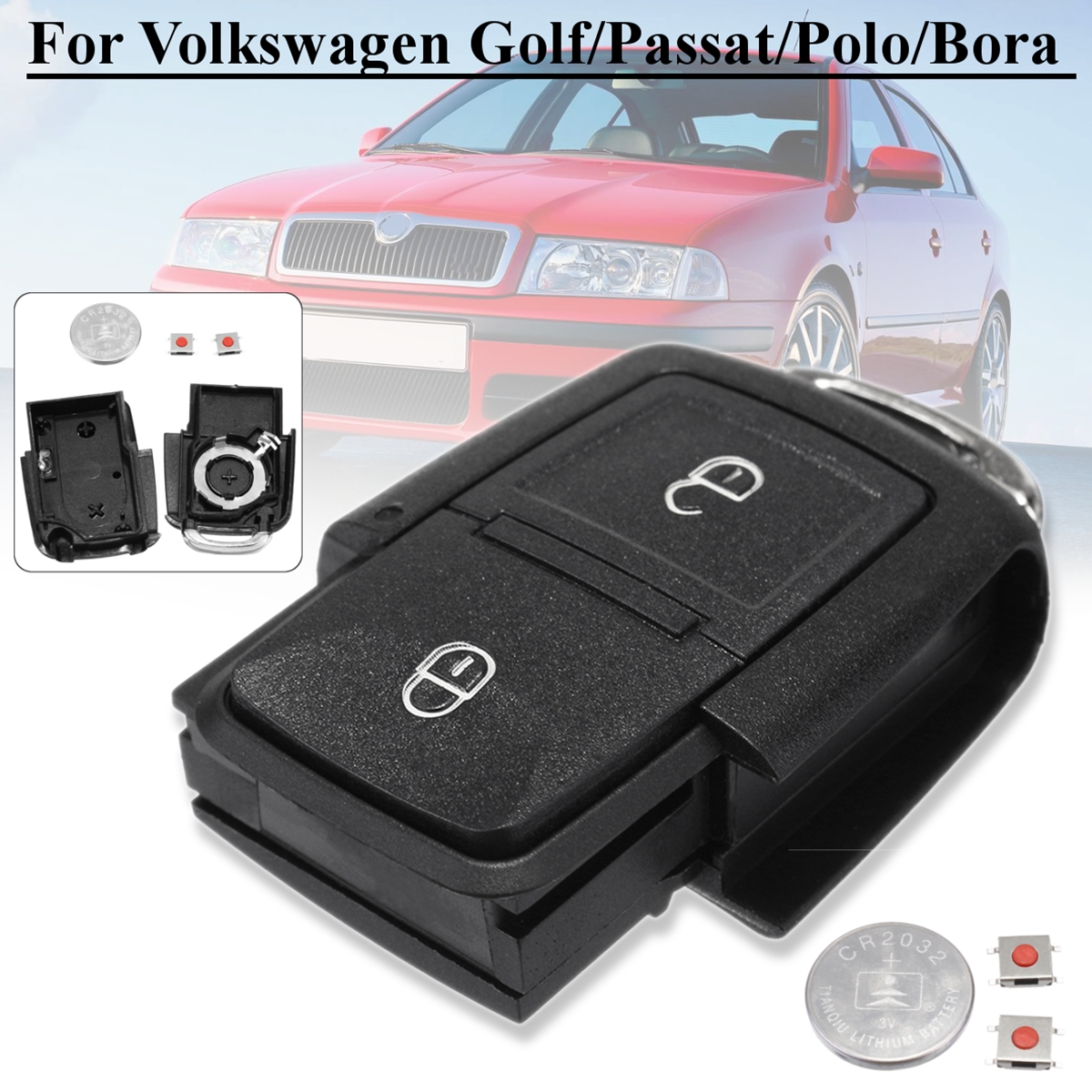 2-Button-Remote-Key-Fob-Case-Shell-Battery-Kits-For-VW-Golf-Passat-Bora-MK4-1334762