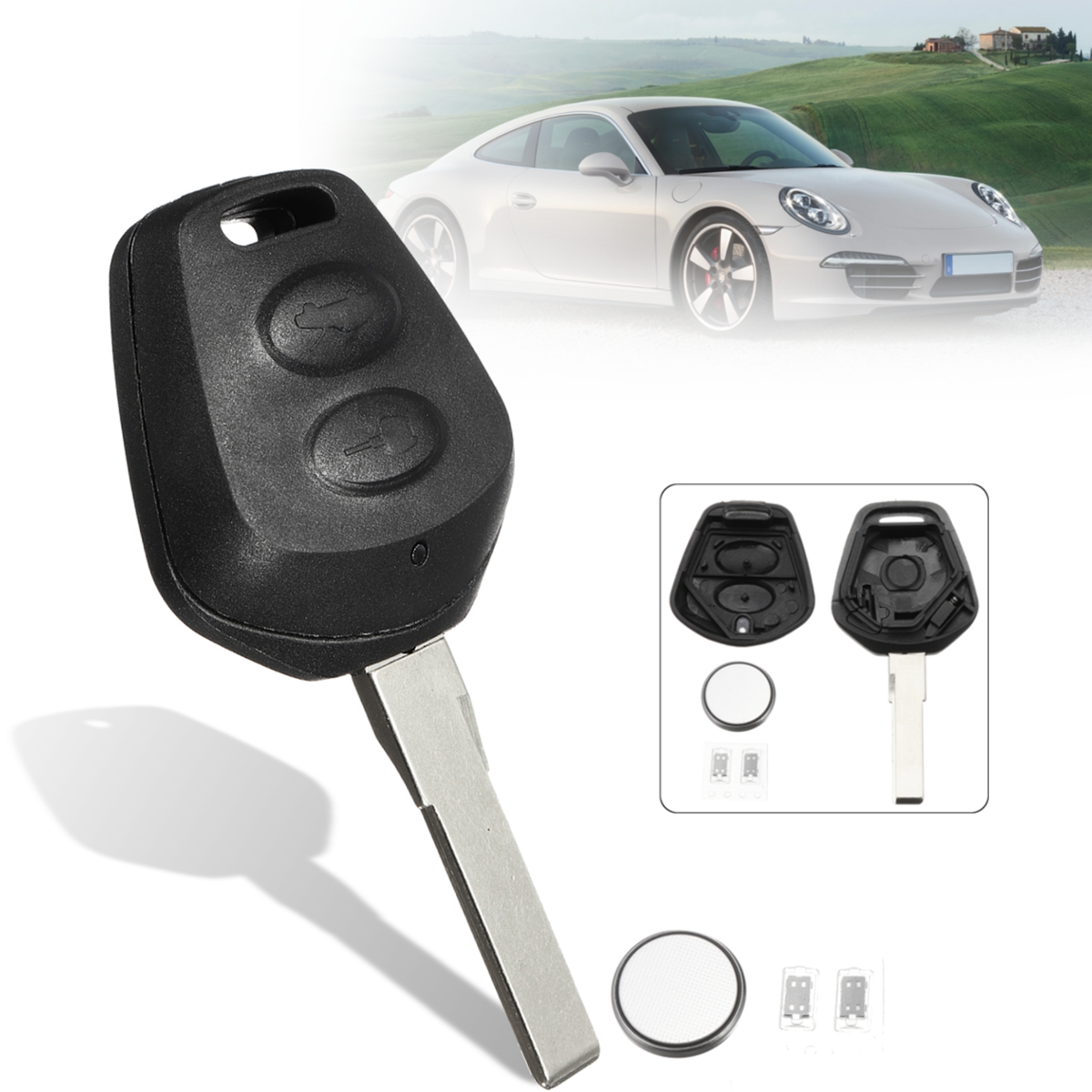 2-Buttons-Remote-Fob-Key-Case-with-Battery-for-Porsche-911-996-Boxster-S-986-1294465
