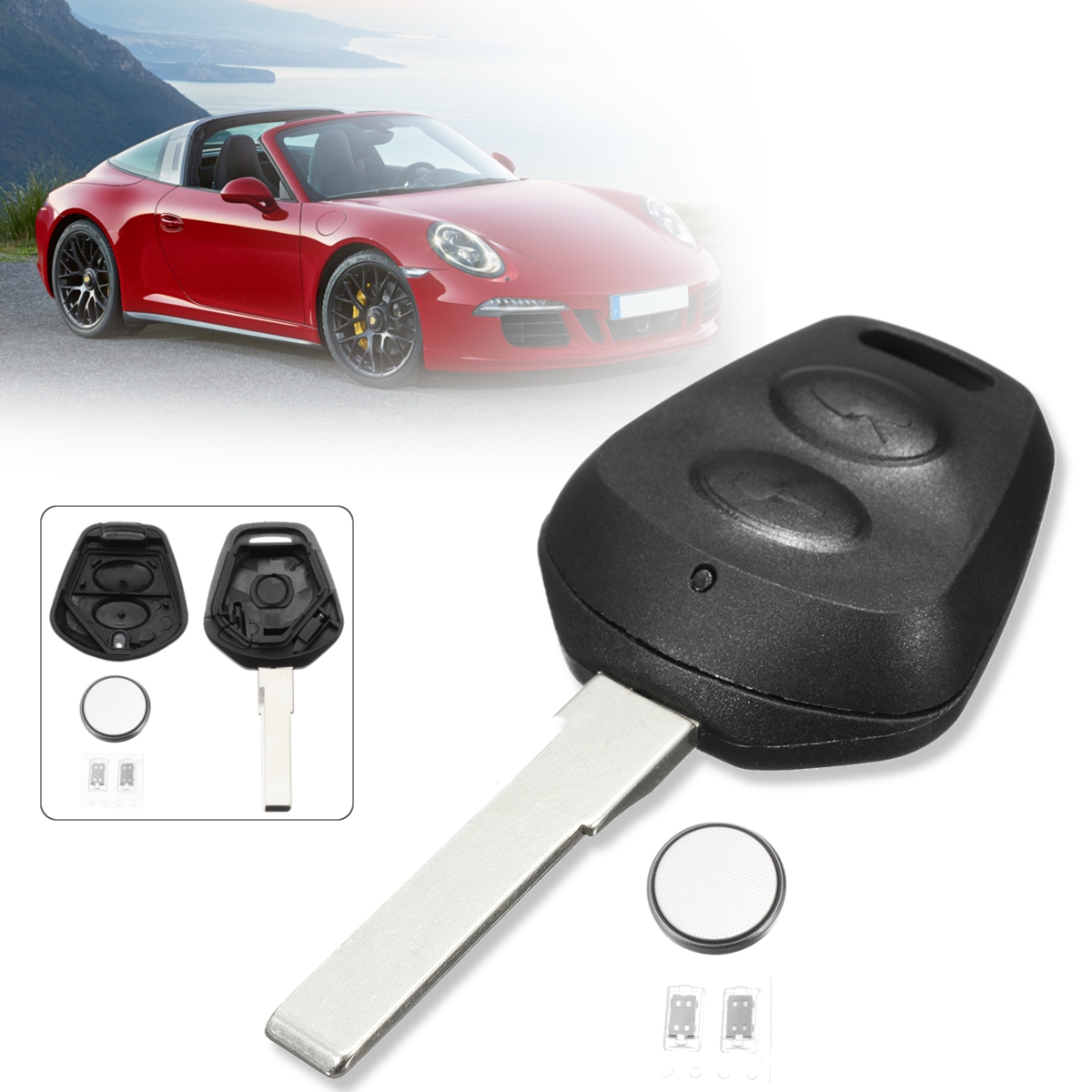 2-Buttons-Remote-Fob-Key-Case-with-Battery-for-Porsche-911-996-Boxster-S-986-1294465