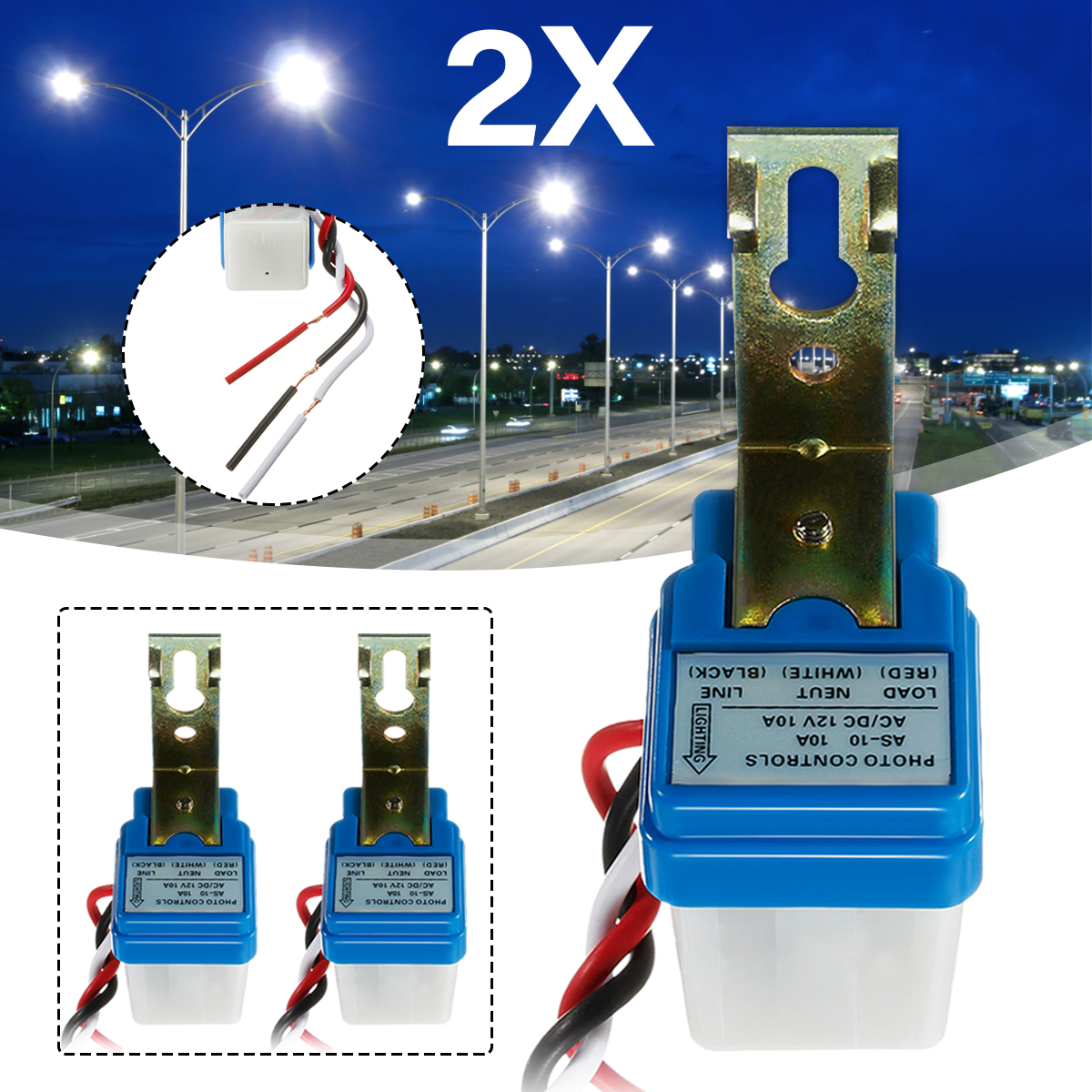2PCS-Photocell-Street-Light-Switch-Automatic-Auto-On-Off-AC-DC-12V-50-60HZ-10A-Photo-Control-Photosw-1604857