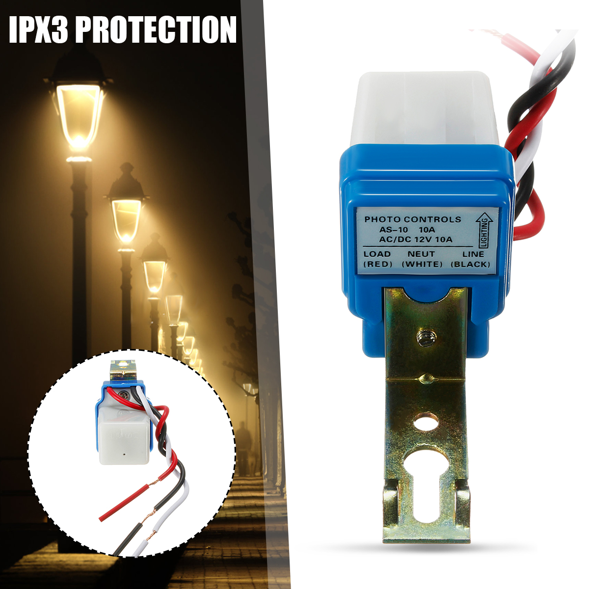 2PCS-Photocell-Street-Light-Switch-Automatic-Auto-On-Off-AC-DC-12V-50-60HZ-10A-Photo-Control-Photosw-1604857