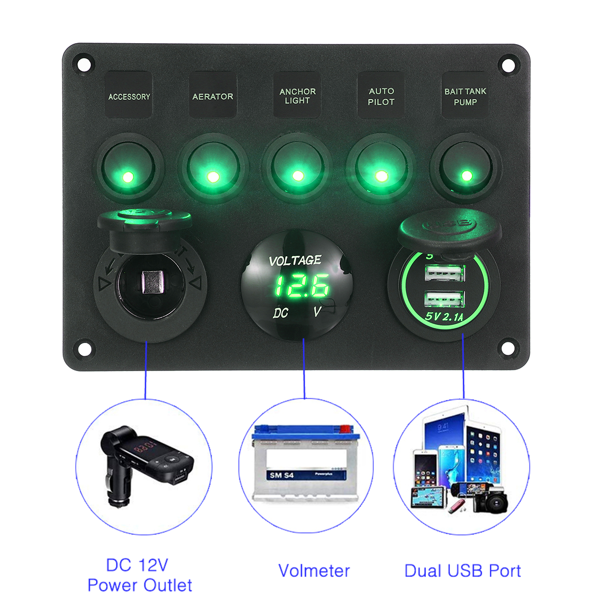 5-Gang-Rocker-Switch-Panel-On-Off-Blue-LED-Toggle-Switch-LED-Digital-Voltmeter-5V-42A-240W-For-12V24-1736973