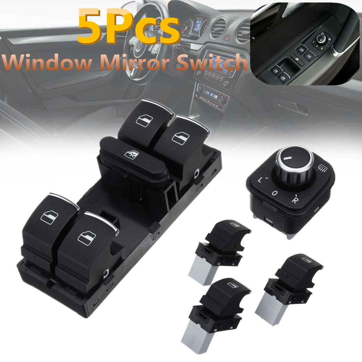 5PCS-Window-Master-Panel-Mirror-Switch-Control-For-VW-Passat-Golf-MK5-6-Jetta-Tiguan-Touran-1537732