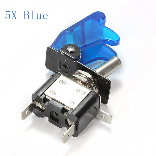 5x-Blue-Car-Cover-LED-SPST-Toggle-Rocker-Switch-Control-12V-20A-914415