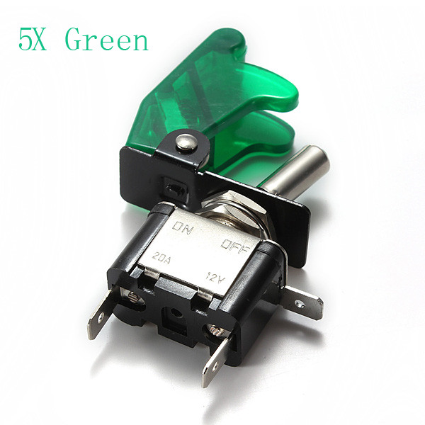 5x-Green-Car-Cover-LED-SPST-Toggle-Rocker-Switch-Control-12V-20A-914416