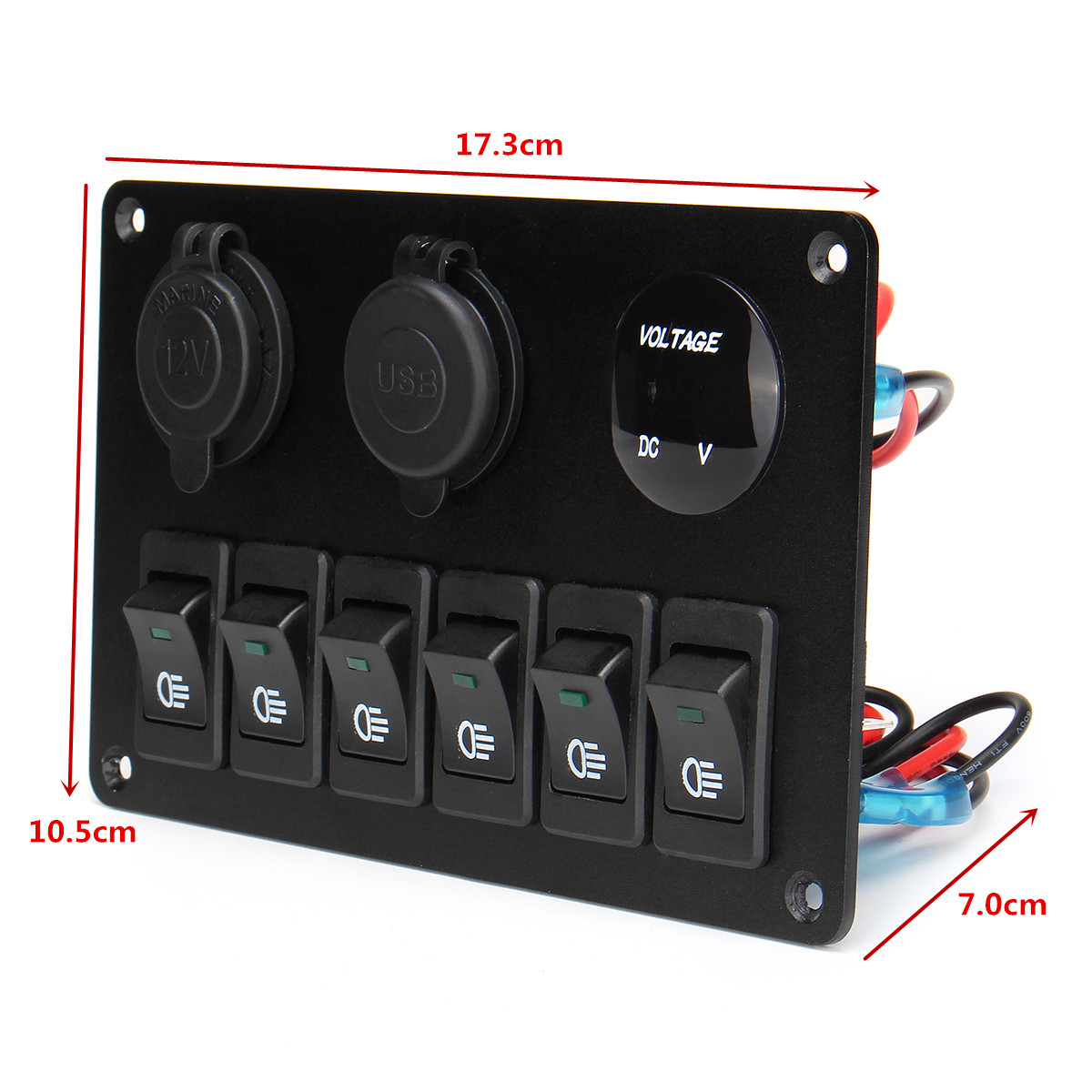6-Gang-ON-OFF-Toggle-Rocker-Switch-Panel-with-Dual-USB-Charger-Port-Lighter-LED-Voltmeter-12-24V-for-1468943