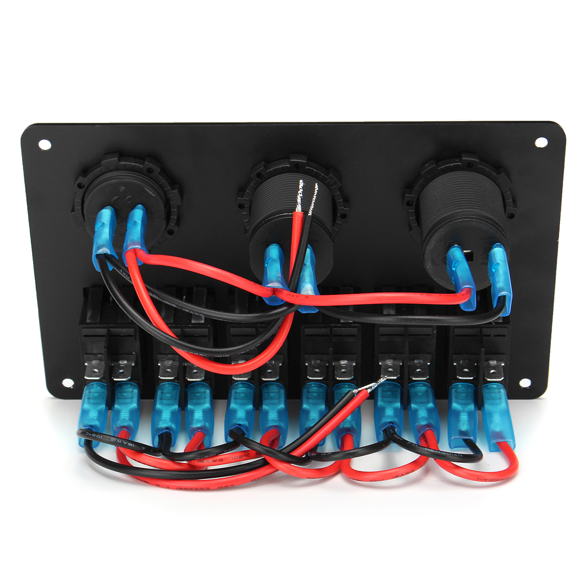 6-Gang-ON-OFF-Toggle-Rocker-Switch-Panel-with-Dual-USB-Charger-Port-Lighter-LED-Voltmeter-12-24V-for-1468943