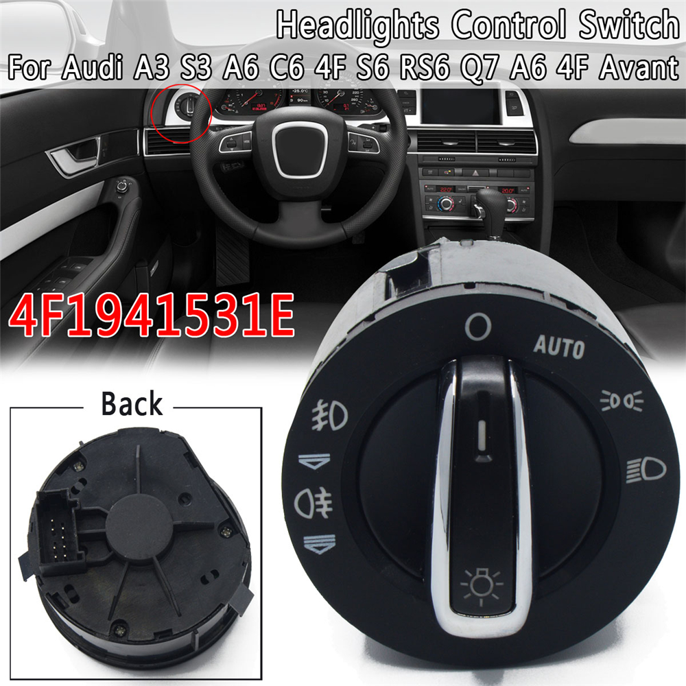 8-PINS-Chrome-Headlight-Fog-Light-Control-Switch-4F1941531E-4FD941531A-For-Audi-A3-S3-A6-C6-4F-S6-RS-1540086