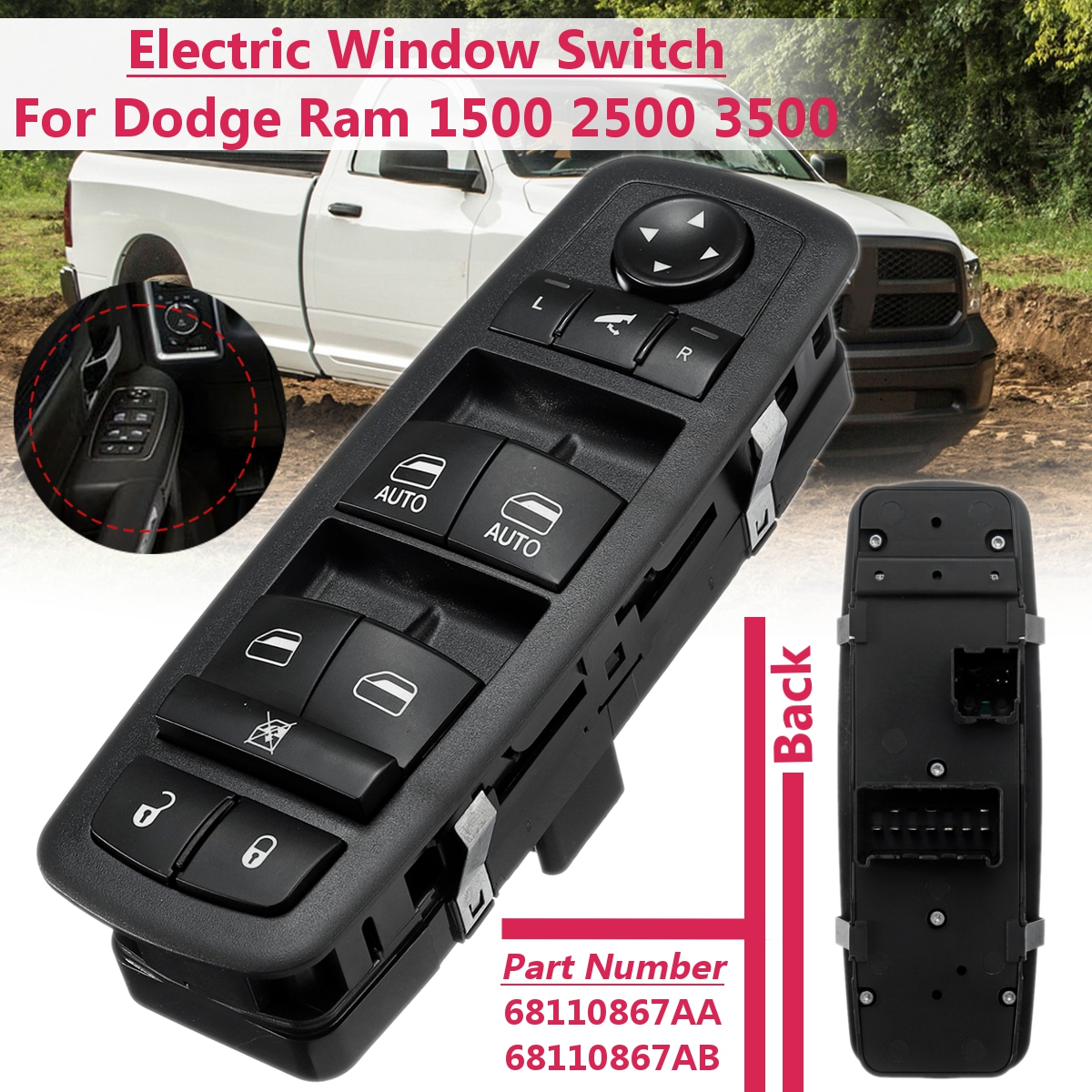 ABS-Driver-Side-Master-Electric-Window-Switch-68110867AB-For-Dodge-Ram-1500-2500-3500-1550226