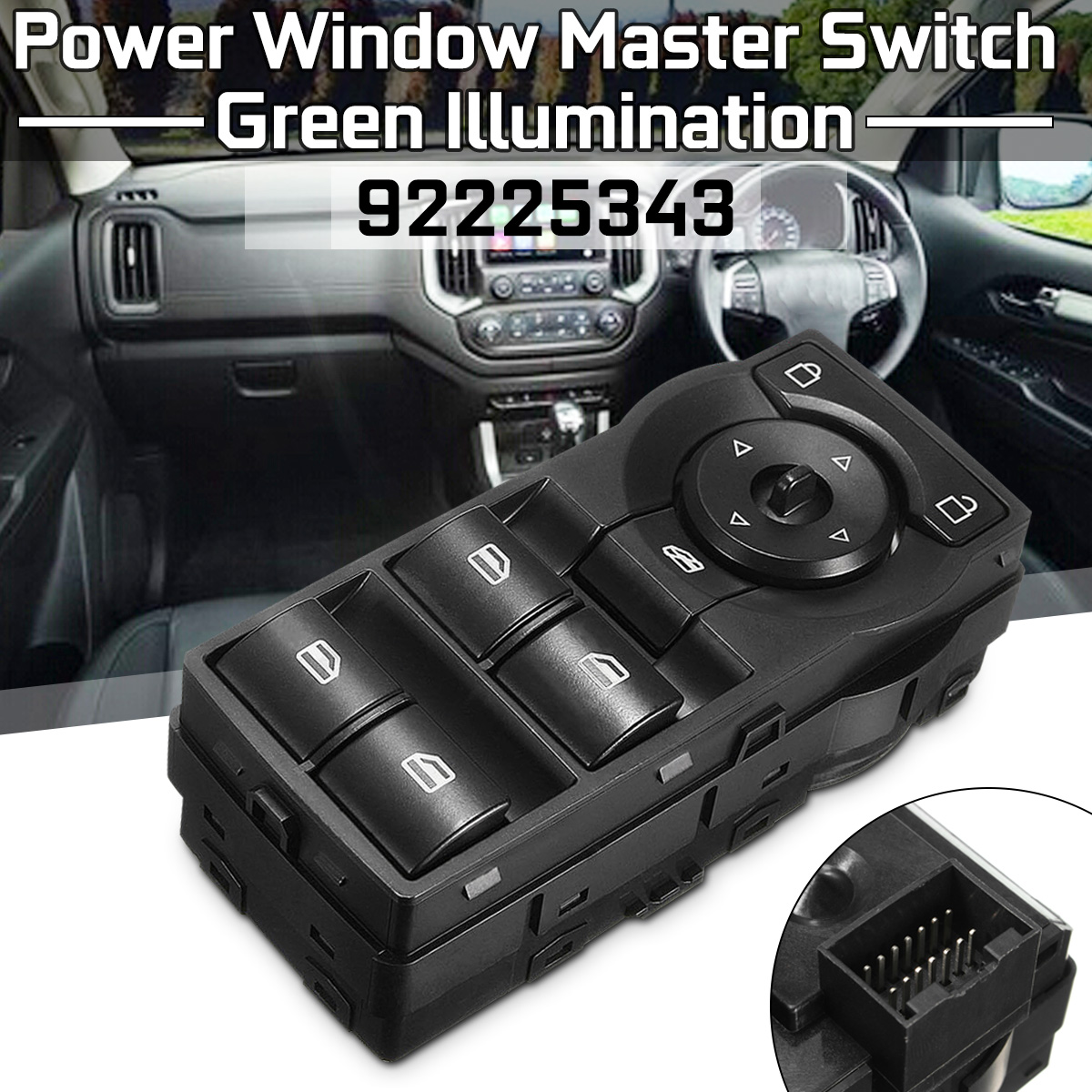 Black-Electric-Power-Window-Master-Switch-with-Green-LED-Light-For-Holden-VE-Commodore-2006-2013-1171334