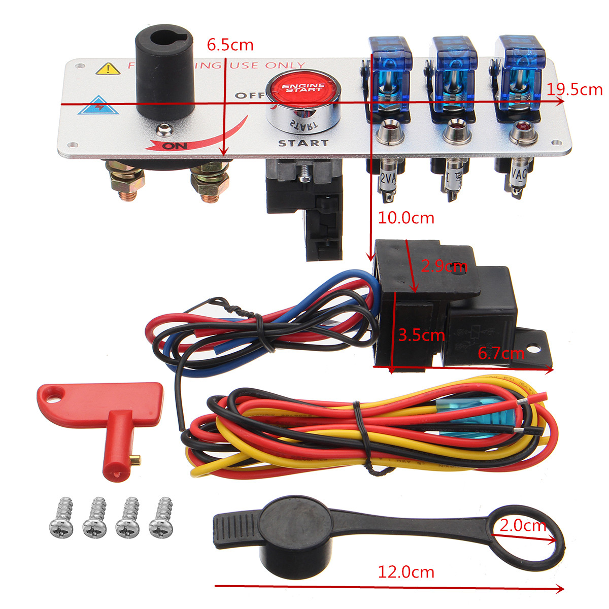 Car-Auto-Racing-LED-Toggle-Ignition-Switch-Panel-Engine-Start-Push-Btns-Set-Kit-1220037