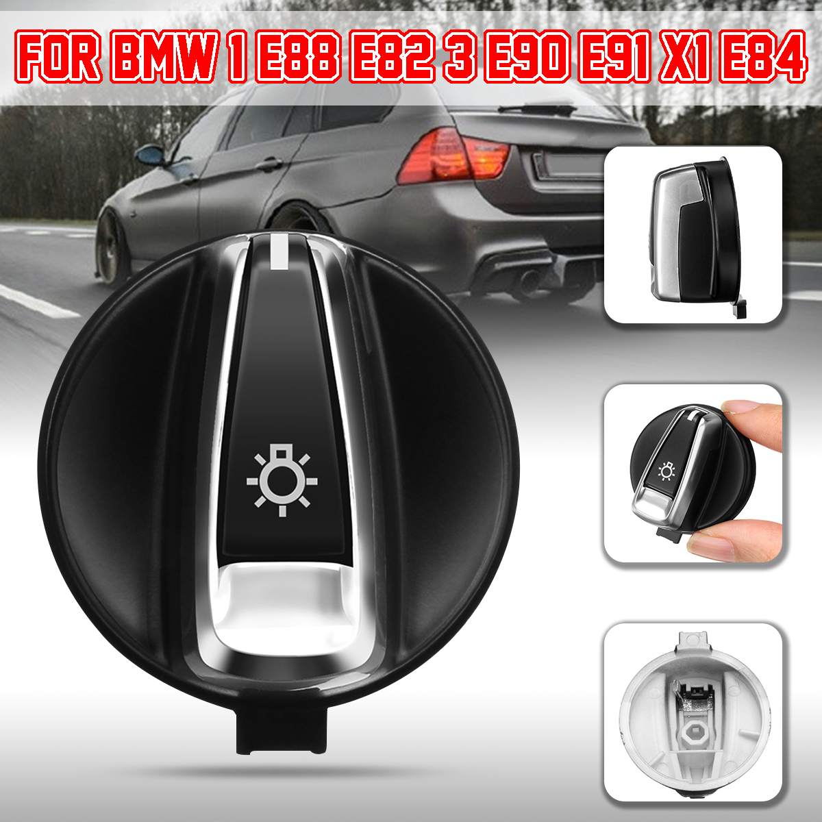 Chrome-Car-Head-Light-Switch-Knob-Button-for-BMW-1-E88-E82-3-E90-E91-X1-E84-1439806