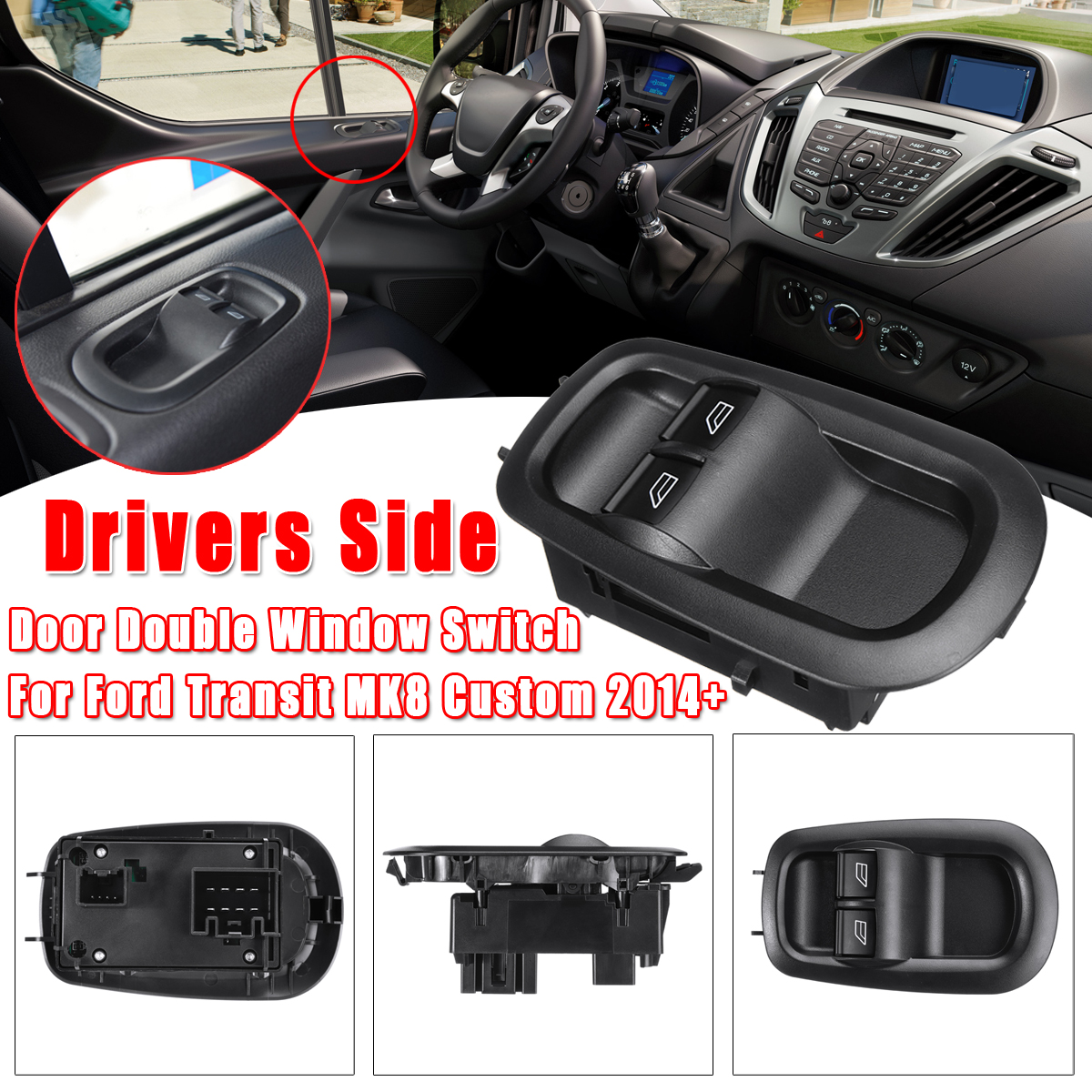 Door-Double-Window-Switch-Driver-Side-For-Ford-Transit-V-362-MK8-Custom-2014-Up-1586933