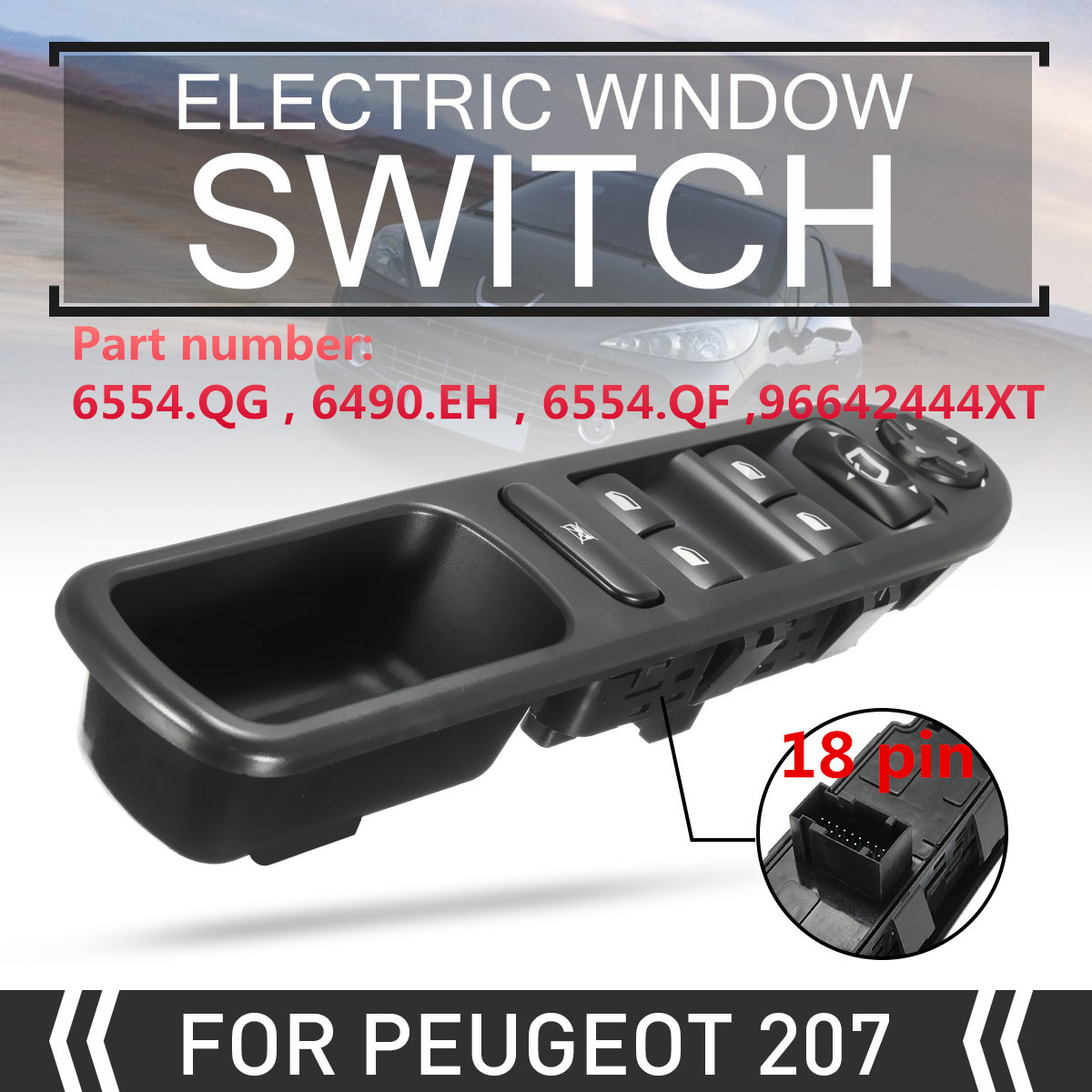Driver-Side-Electric-Window-Switch-Front-Right-Left-for-Peugeot-207-6490EH-1565651
