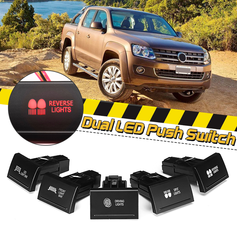 Dual-Red-LED-Push-Switch-SPST-Driving-Spot-Reverse-Light-Lamp-Bar-ON-OF-For-VW-Amarok-1580774