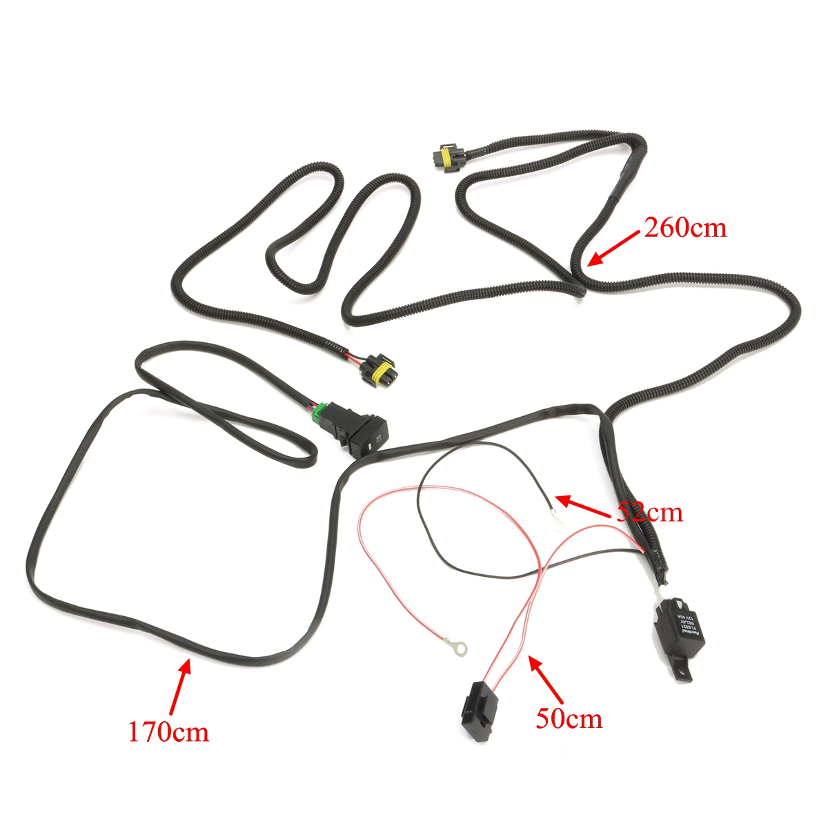 H11-Fog-Light-Wiring-Harness-Sockets-Wire--LED-Indicators-Switch--Automotive-Relay-For-Ford-1754872