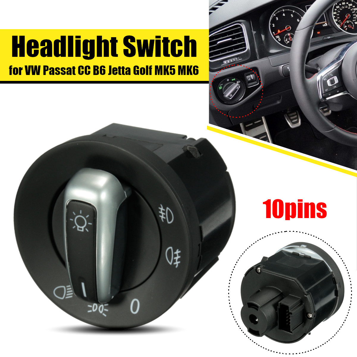 Headlight-Head-Fog-Light-Switch-No-Auto-Function-For-VW-Passat-CC-B6-Jetta-Golf-MK5-MK6-Caddy-Eos-Ti-1730167