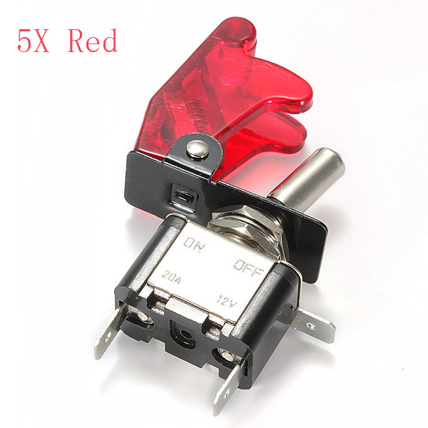Red-Car-Cover-LED-SPST-Toggle-Rocker-Switch-Control-12V-20A-On-Off-914417