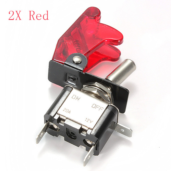 Red-Car-Cover-LED-SPST-Toggle-Rocker-Switch-Control-12V-20A-On-Off-914418