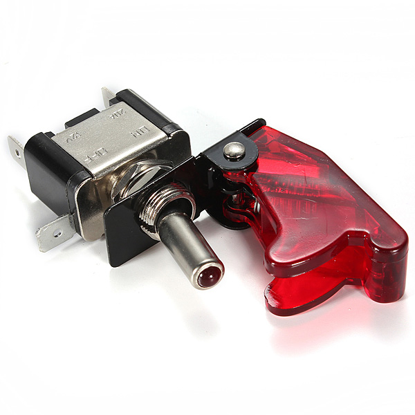 Red-Car-Cover-LED-SPST-Toggle-Rocker-Switch-Control-12V-20A-On-Off-914418
