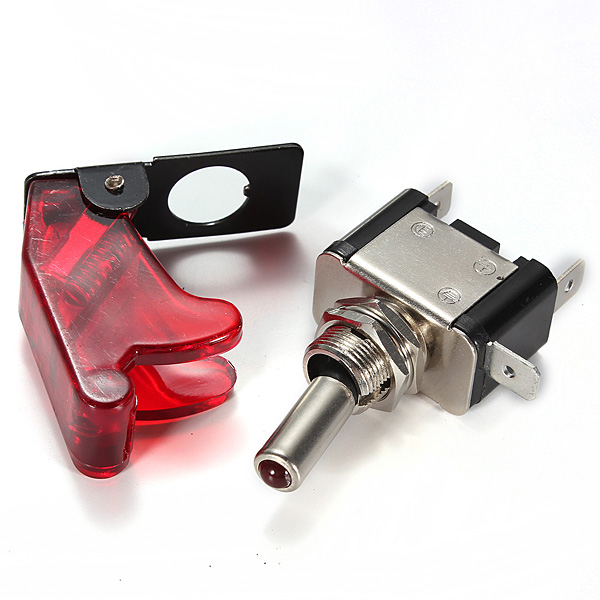 Red-Car-Cover-LED-SPST-Toggle-Rocker-Switch-Control-12V-20A-On-Off-914418