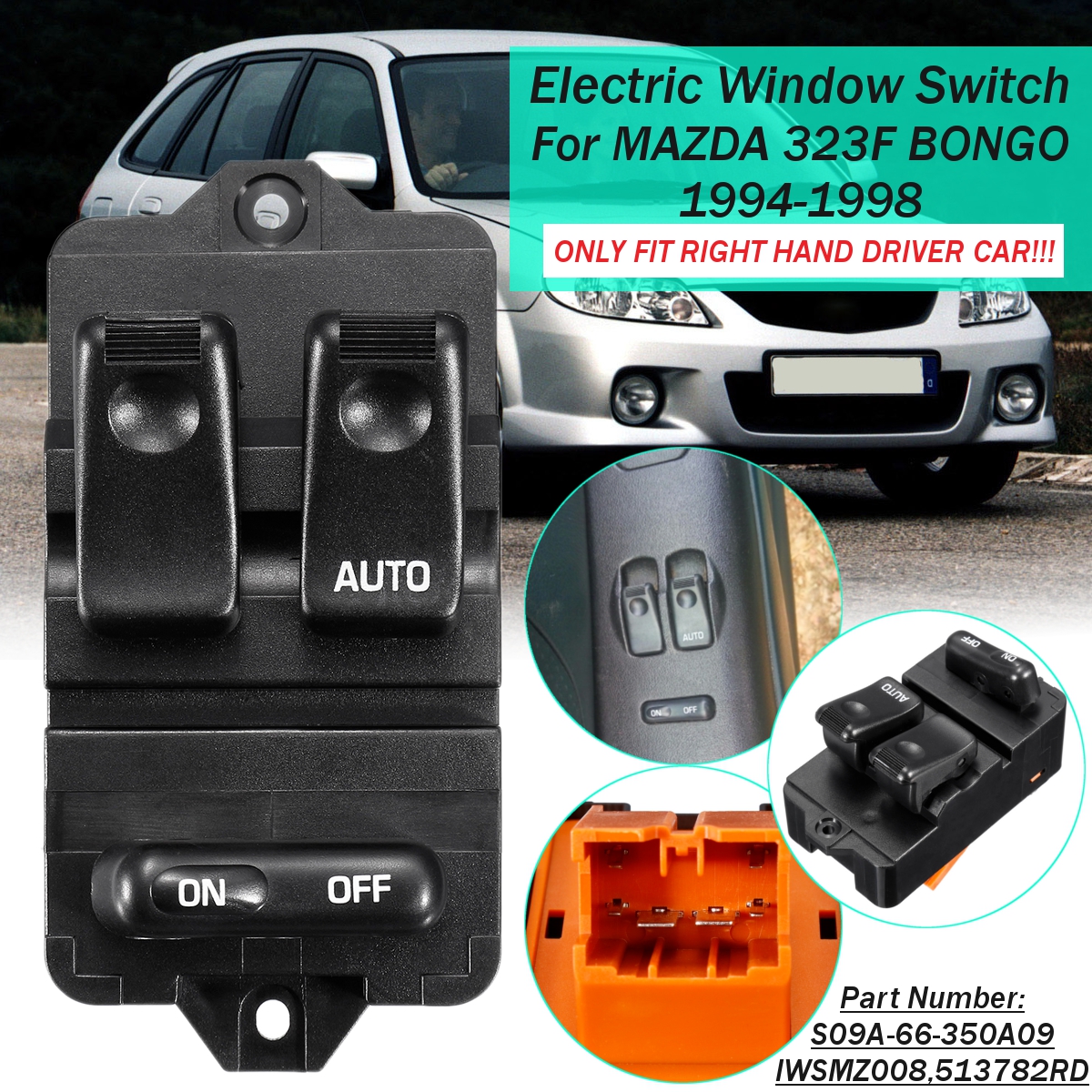 Right-Driver-Side-ABS-Electric-Power-Window-Switch-For-MAZDA-323FBONGO-1994-1998-S09A-66-350A09-IWSM-1742201