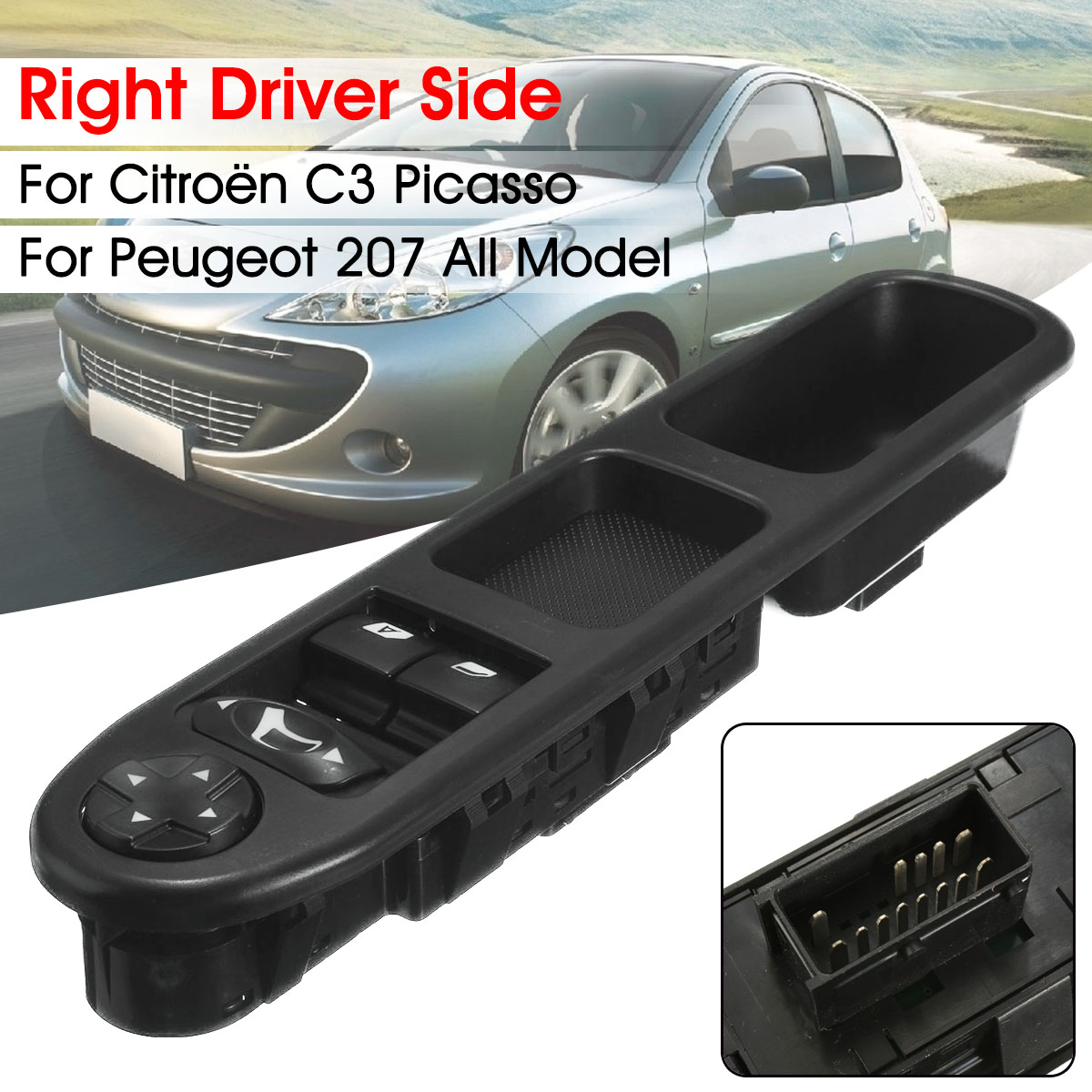 Right-Driver-Side-Master-Window-Control-Switch-For-Peugeot-207-All-Models-Citroen-C3-1572666