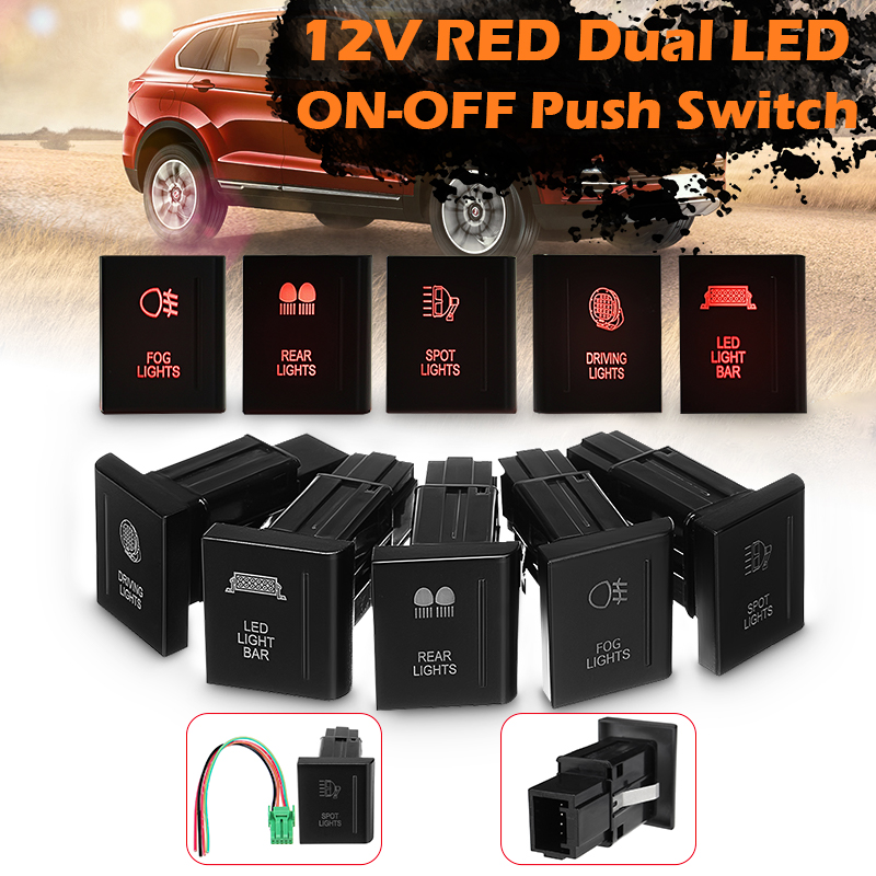 Right-Side-Dual-Red-LED-Push-Switch-SPST-Driving-Spot-Rear-Fog-Light-Lamp-Bar-ON-OF-For-VW-Amarok-1580976