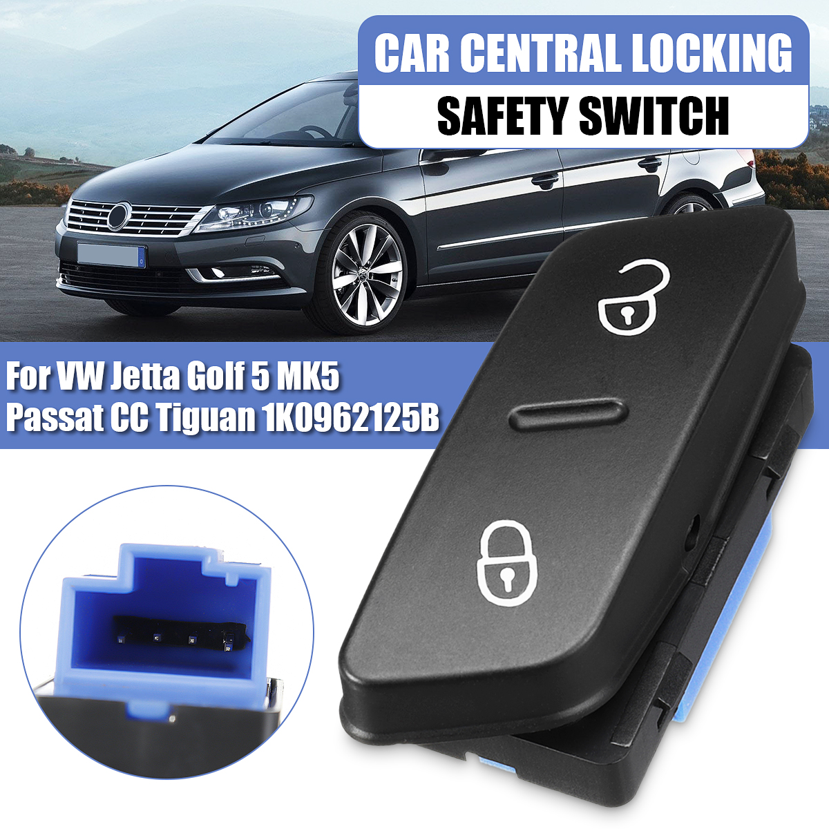 WS0468-Car-Central-Locking-Safety-Switch-Black-For-VW-Jetta-Golf-5-MK5-Passat-CC-Tiguan-1684579