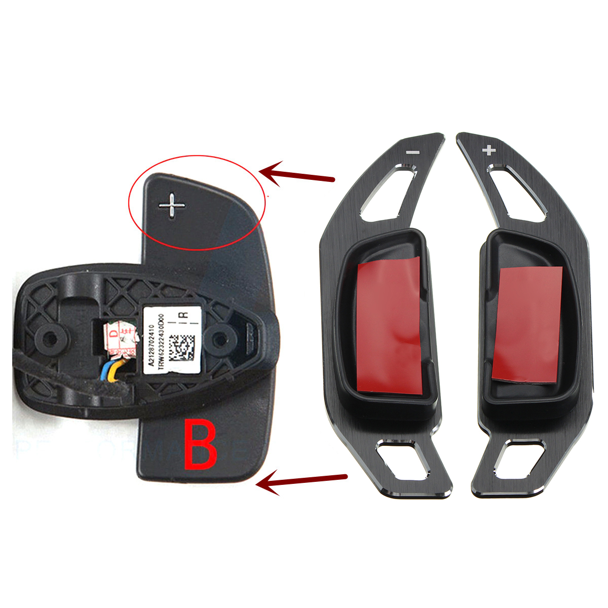 2Pcs-Car-Universal-AB-Black-Paddle-Shifter-Extension-For-Benz-C-Class-W204-C180L-C200L-C260L-2008-20-1570105
