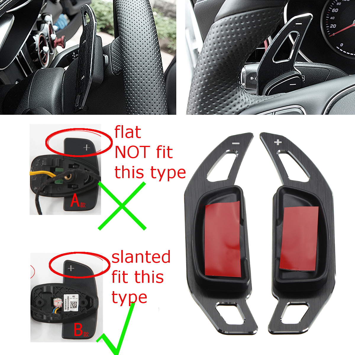 2Pcs-Car-Universal-AB-Black-Paddle-Shifter-Extension-For-Benz-C-Class-W204-C180L-C200L-C260L-2008-20-1570105