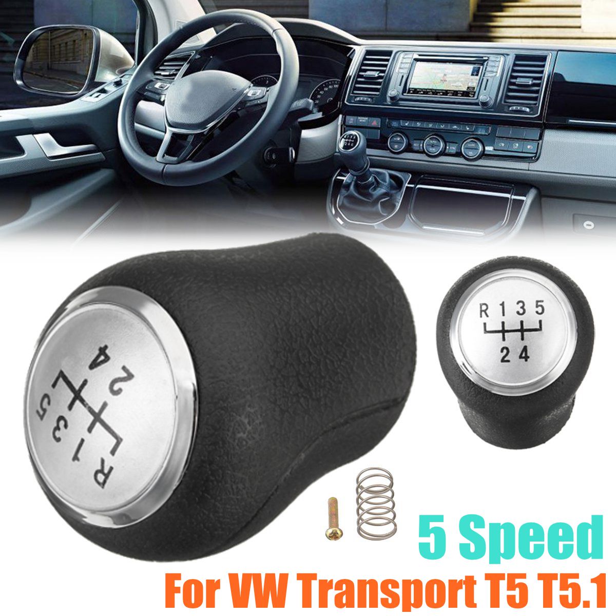 5-Speed-6-Speed-Gear-Shift-Knob-Cover-Black-For-Volkswagen-VW-Transport-T5-T51-1322681