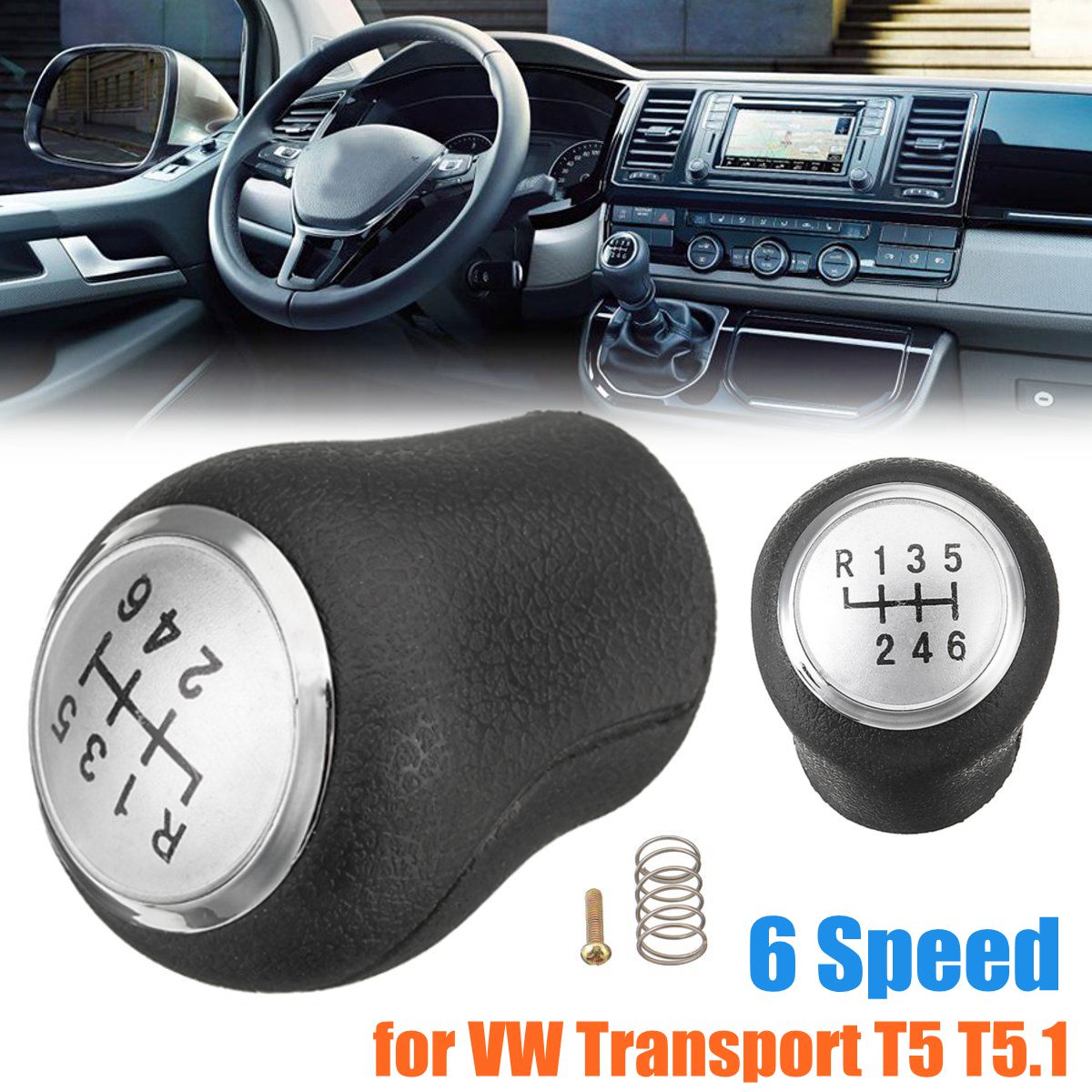 5-Speed-6-Speed-Gear-Shift-Knob-Cover-Black-For-Volkswagen-VW-Transport-T5-T51-1322681
