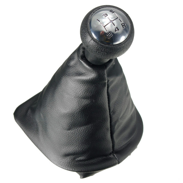 5-Speed-Gear-Shift-Gaiter-Knob-For-PEUGEOT-207-307-406-Black-Chrome-Leather-1006074