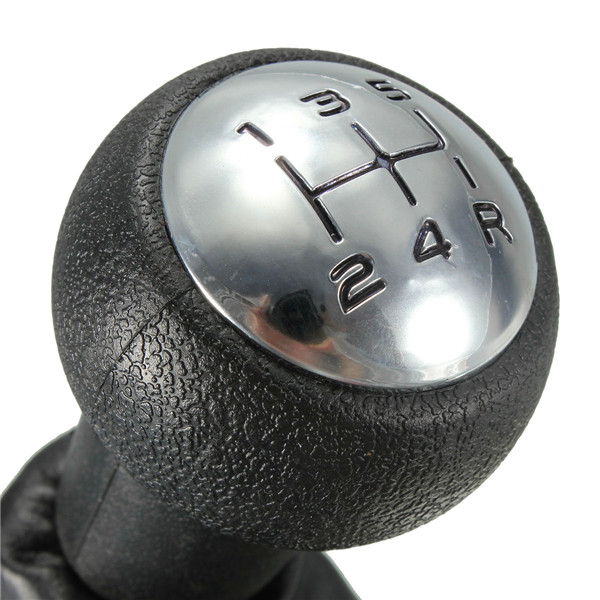 5-Speed-Gear-Shift-Gaiter-Knob-For-PEUGEOT-207-307-406-Black-Chrome-Leather-1006074