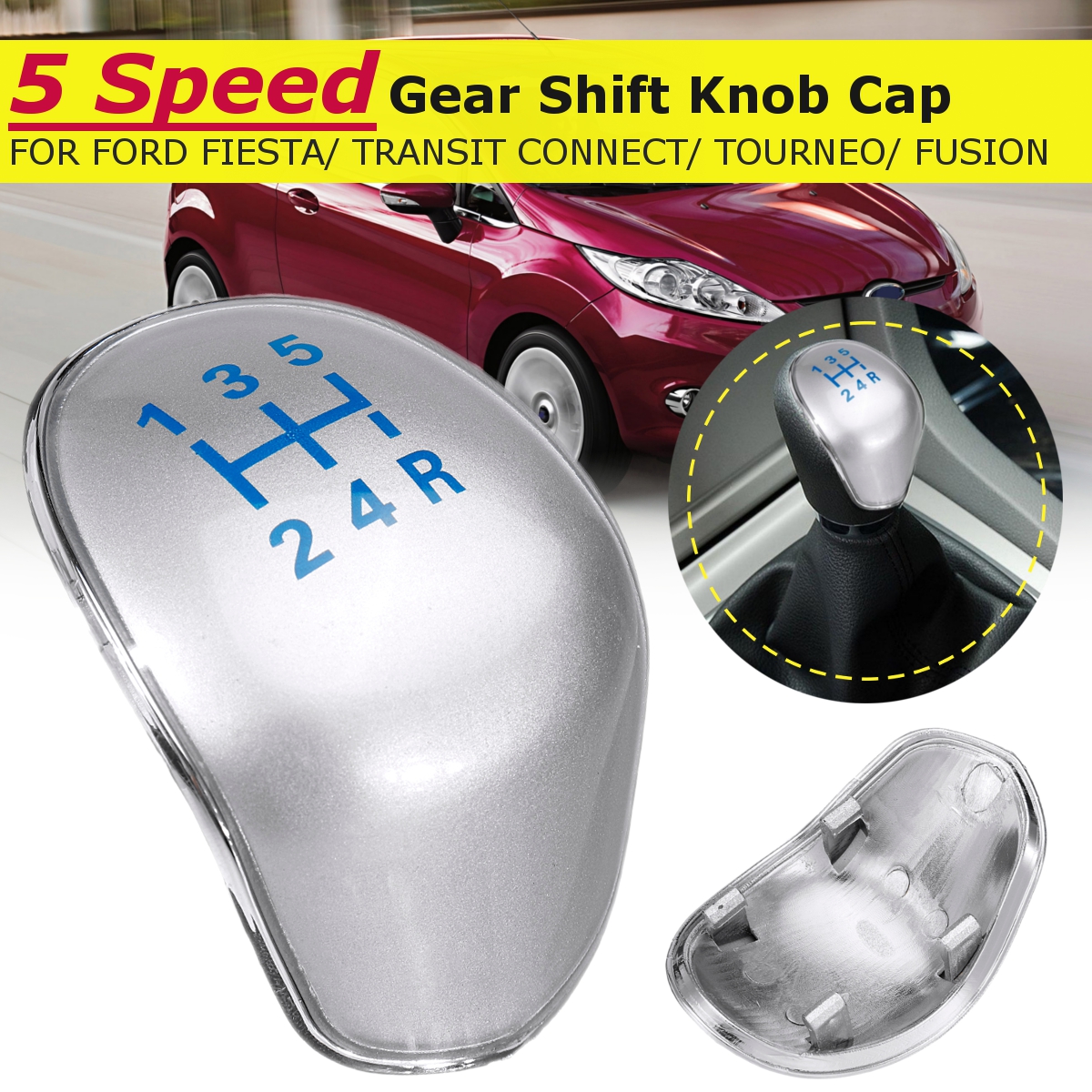 5-Speed-Gear-Shift-Knob-Cap-Silver-For-Ford-Fiesta-Transit-Connect-Tourneo-Fusion-1657226