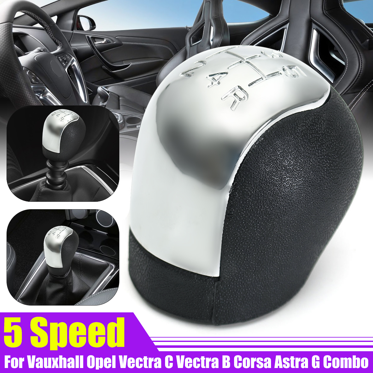 5-Speed-Gear-Shift-Knob-Chrome-for-Vauxhall-Opel-Vectra-C-B-Corsa-Astra-G-Combo-1299692