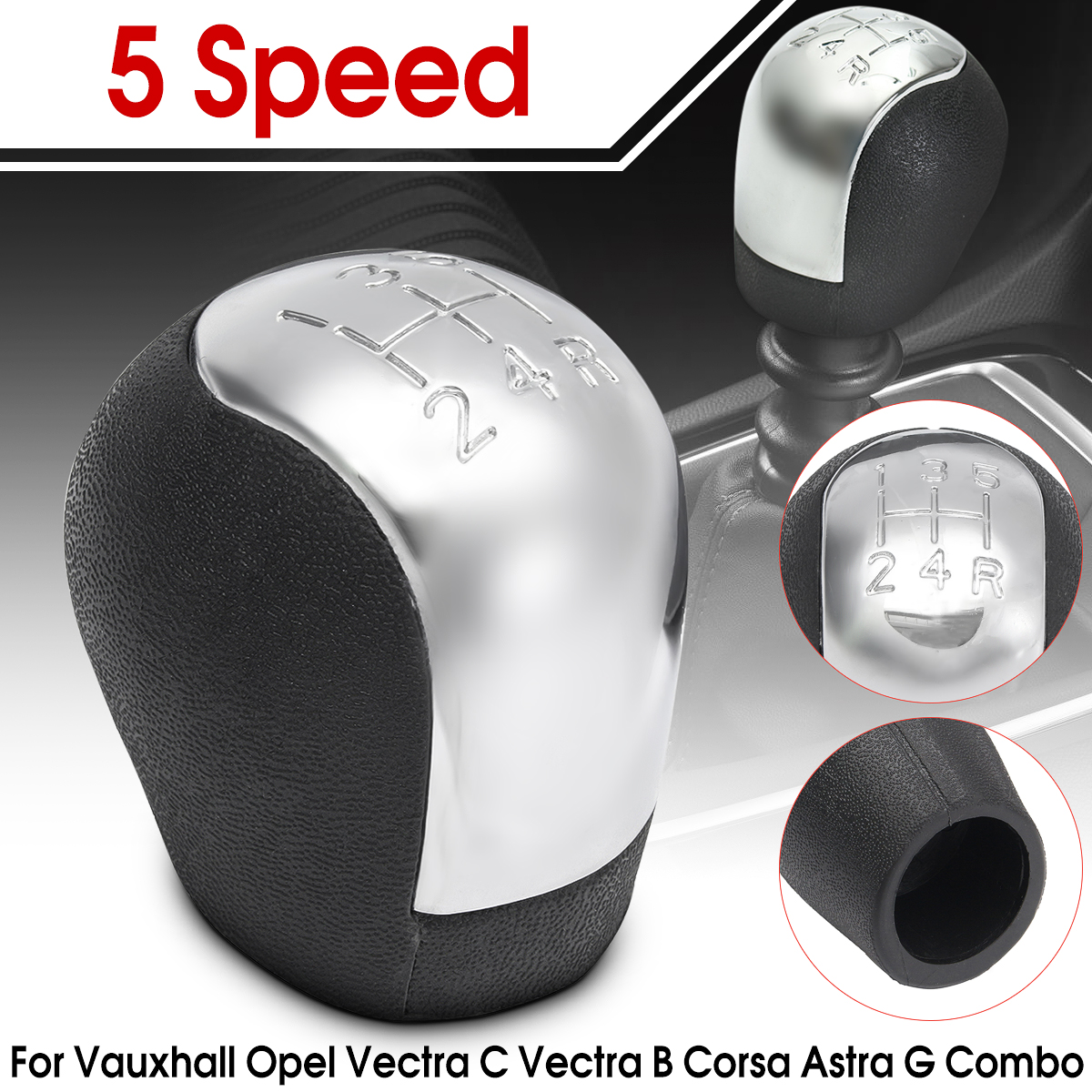 5-Speed-Gear-Shift-Knob-Chrome-for-Vauxhall-Opel-Vectra-C-B-Corsa-Astra-G-Combo-1299692