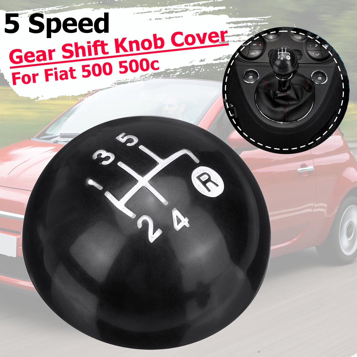 5-Speed-Gear-Shift-Knob-Cover-Black-Plastic-For-Fiat-500-500c-2012-2013-1565636