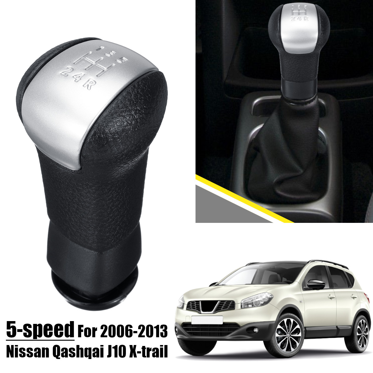 5-Speed-Gear-Shift-Knob-PU-Leather-for-Nissan-Qashqai-J10-X-trail-2006-2013-1465771