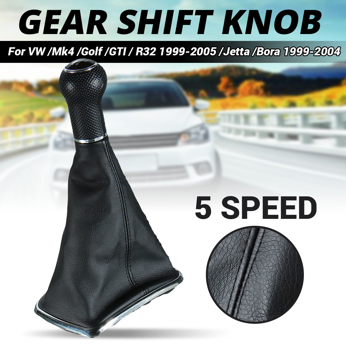 5-Speed-Gear-Shift-Knob-Shifter-Manual-Car-Lever-with-PU-Leather-Gaitor-Boot-For-VW-Mk4-Golf-GTI-R32-1745405
