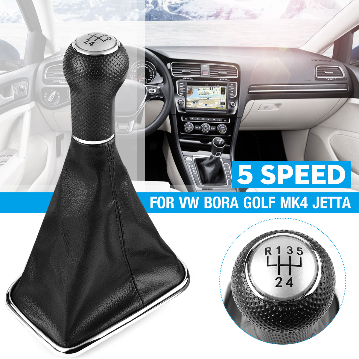 5-Speed-Gear-Shift-Knob-with-Gaiter-Boot-Cover-For-VW-Bora-Golf-MK4-GTI-Jetta-1768537