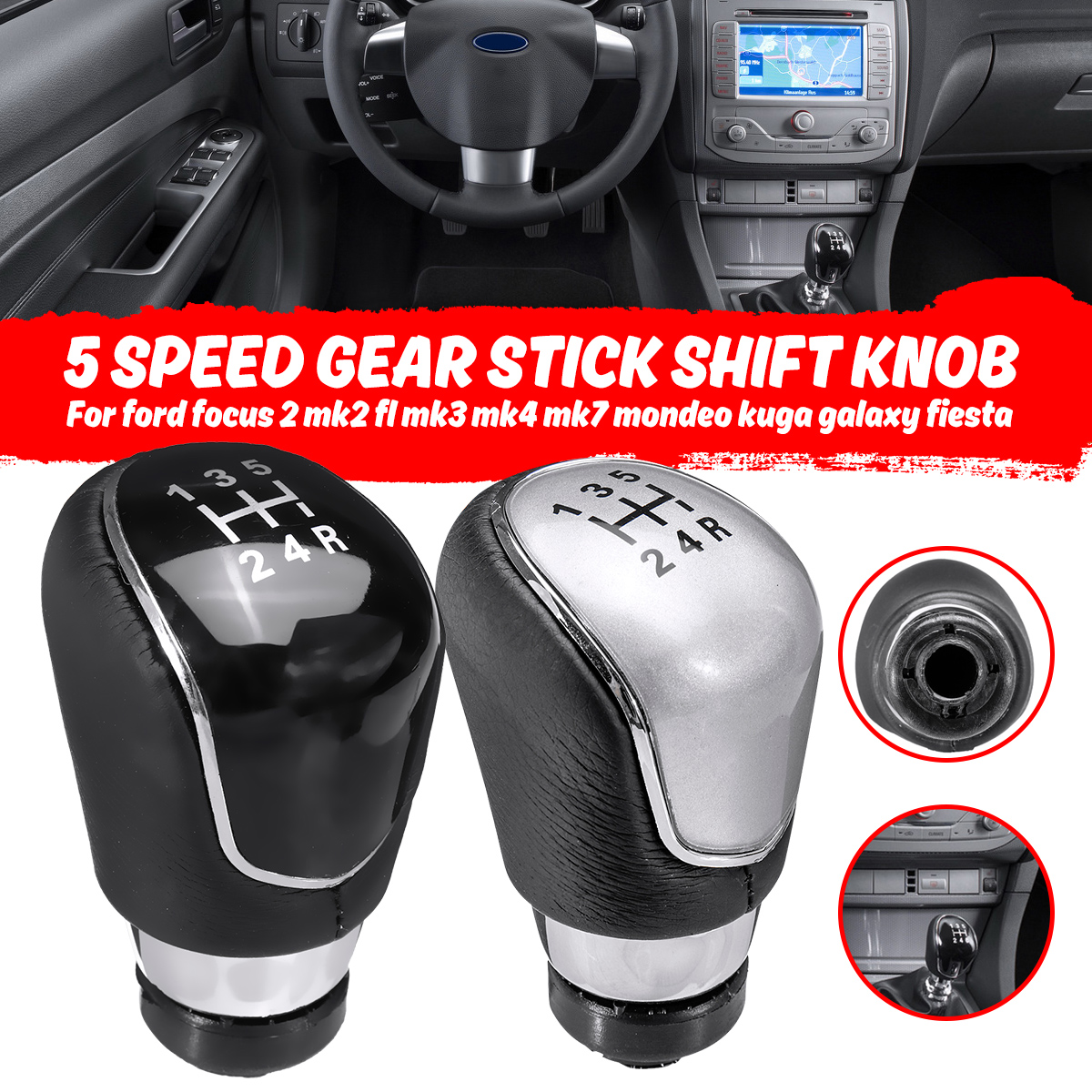 5-Speed-Gear-Stick-Shift-Knob-For-Ford-Focus-2-MK2-FL-MK3-MK4-MK7-Mondeo-Kuga-Galaxy-Fiesta-1559481